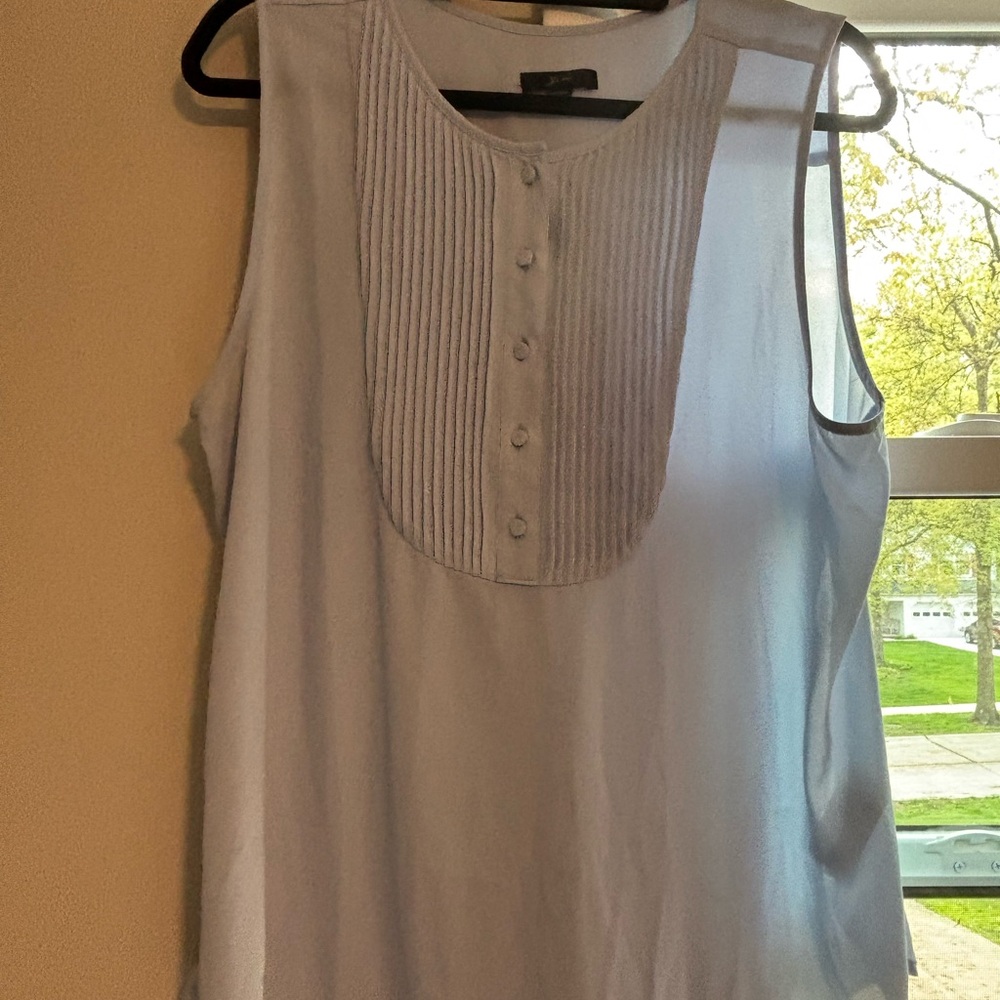 J. Crew Light Blue Boxy Tank Top with Bib Collar